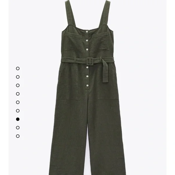 🛑SOLD ZARA Green Belted Long Textured Jumpsuit - Picture 3 of 10